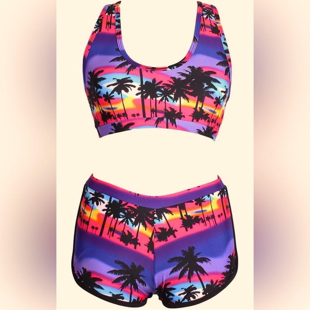 DEARLOVERS  2-Piece Tropical Halter Top and Bottom Swimsuit. Size: Small
